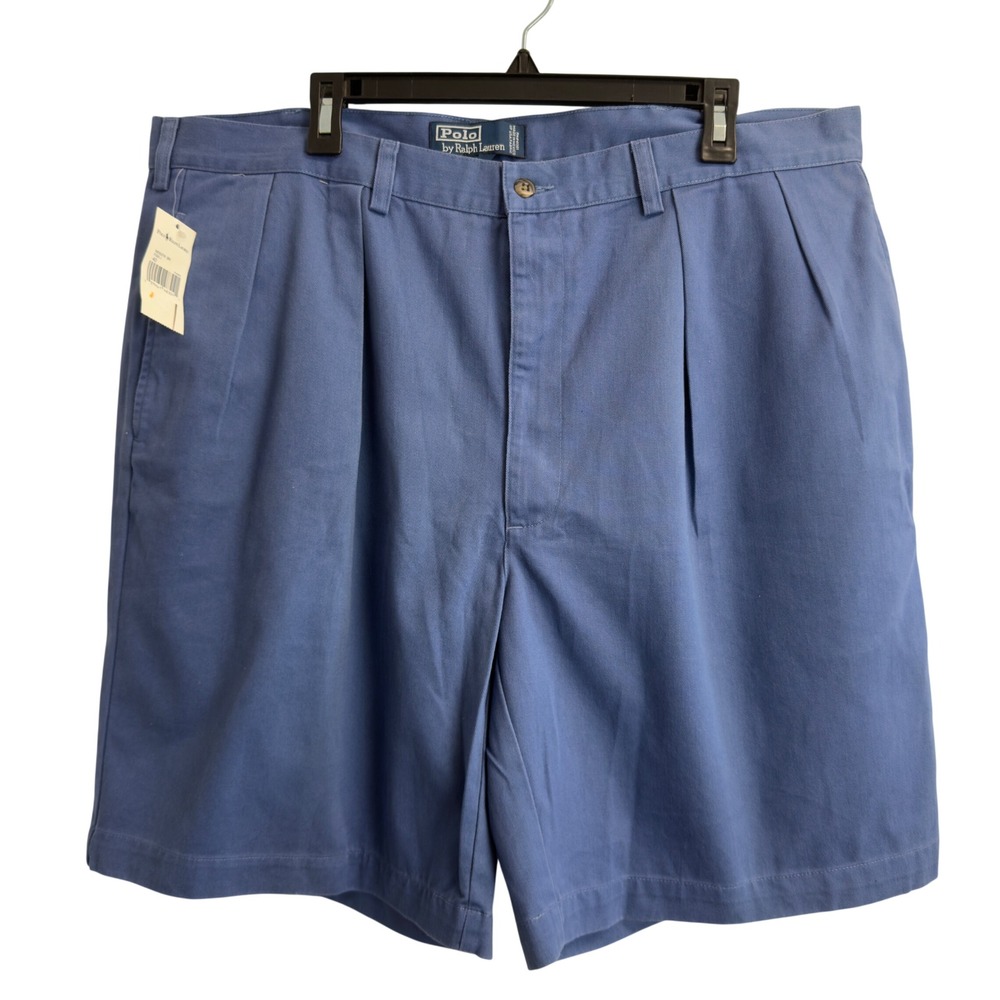 NEW Polo Ralph Lauren Tyler Short Mens 40 Blue Pleated Chino Cotton Twill 9"